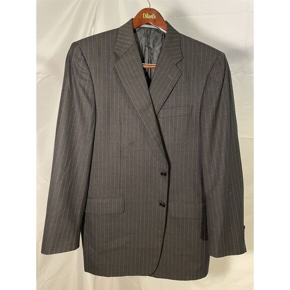 Hickey Freeman 44L Gray Pinstriped Loro Piana Tasmanian Super 130's 2 Btn Blazer